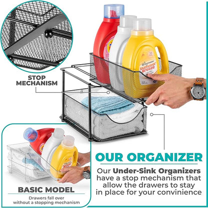 Sorbus 2 Tier Metal Under Sink Organizer - Image 4