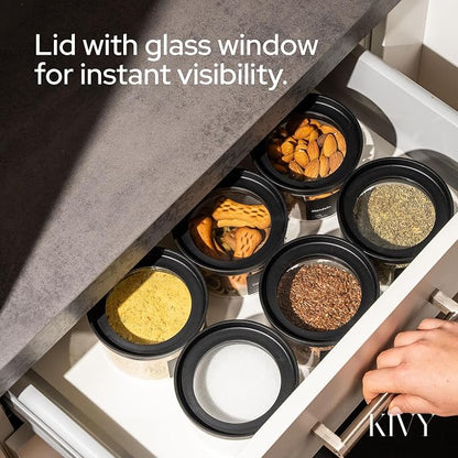 KIVY Glass spice jars transparent Glass Lid Stackable & Airtight small glass - Image 4
