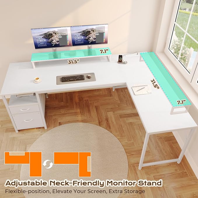 PRAISUN 63 Inch L Shaped Desk - Image 6