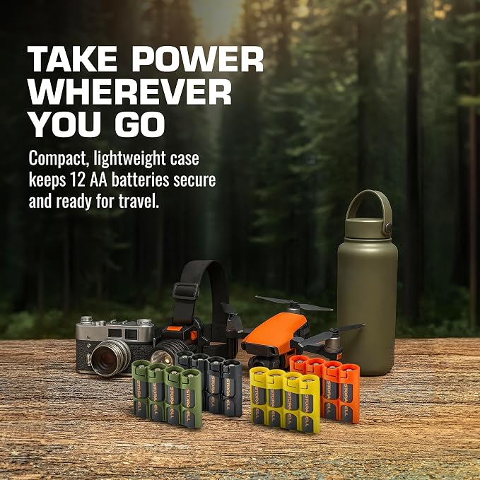 Storacell AA Battery Storage Caddy, Military Green, Holds 4 Batteries - Image 8