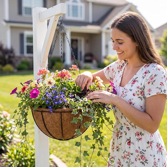 2 Pack 10" Metal Hanging Planter Baskets - Image 8