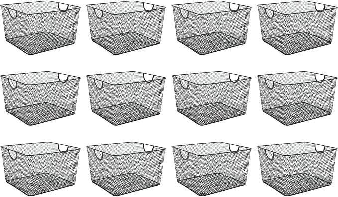 Ybm Home Household Wire Mesh Open Bin Shelf Storage Basket Organizer Black by YBMHome