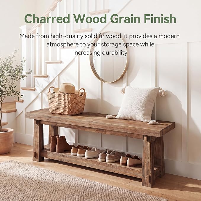 55'' Solid Wood Entryway Bench - Image 6