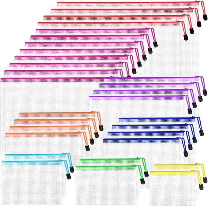 30pcs Mesh Zipper Pouch Bags, 8 Sizes Plastic Zippered Storage Bags by Unknown