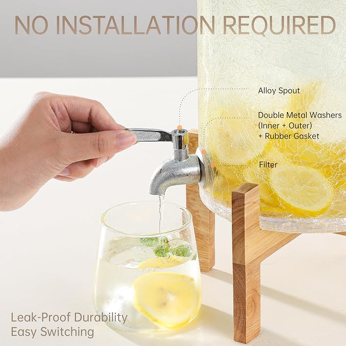 2 Gallon Glass Drink Dispenser - Image 3