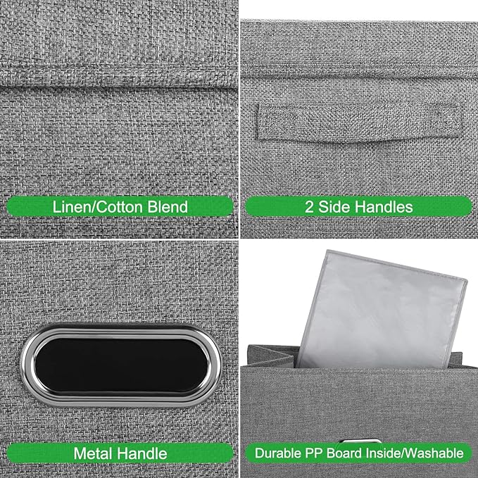 Large Linen Fabric Foldable Storage Bins - Image 2