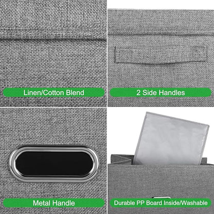Large Linen Fabric Foldable Storage Bins - Image 2