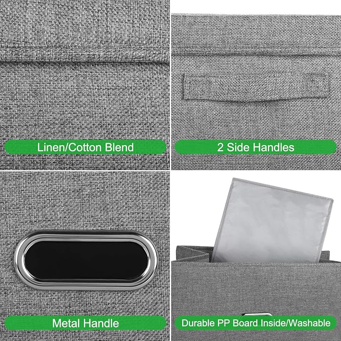 Large Linen Collapsible Storage Bins - Image 2