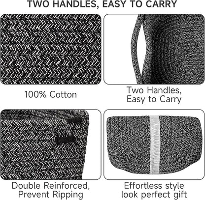 3-Pack Shelf Baskets for Organizing, Closet Organizer Bins, Small Woven Baskets - Image 6