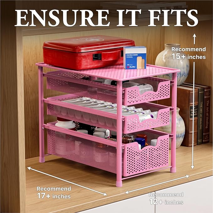 Simple Houseware Stackable 3 Tier Sliding Basket Organizer Drawer - Image 3