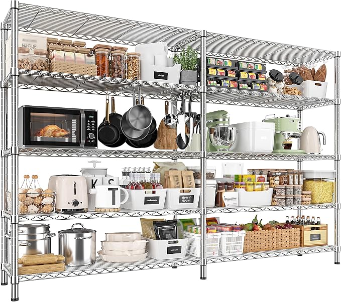 REIBII 70" W Wire Shelving Load 1500LBS, Metal Shelving 5-Tier Storage Shelves - Image 8