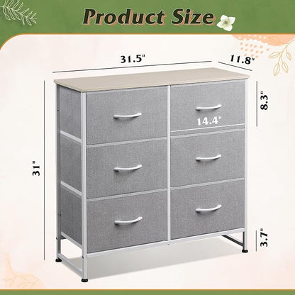 WLIVE Dresser for Bedroom with 6 Drawers, Light Grey | Closet Dresser, Metal - Image 3