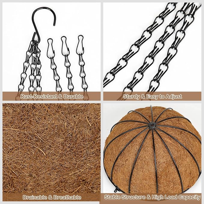 12 Inch Metal Hanging Basket - Image 3