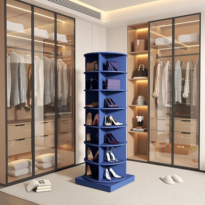 HomVent Rotating Shoe Rack, 7-Tier Spinning Shoe Rack Tower | 360° Revolving - Image 8