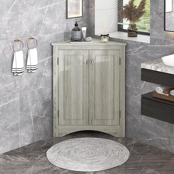GDFStudio 31.5" H Triangle Corner Bathroom Storage Cabinet - Image 7