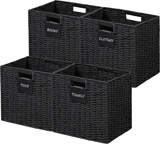 UBBCARE 4 Pack Wicker Basket, 12×12 Storage Cubes by UBBCARE