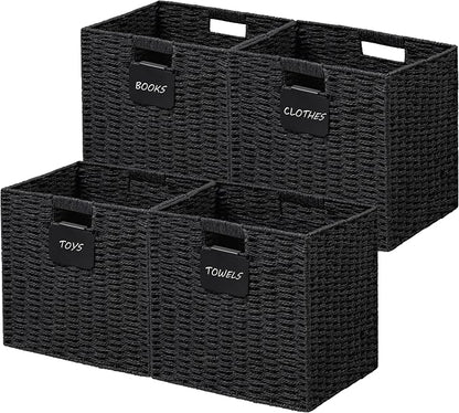 UBBCARE 4 Pack Wicker Basket, 12×12 Storage Cubes by UBBCARE