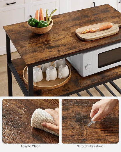 VASAGLE Kitchen Island with 3 Shelves, 39.4 Inches Width Kitchen Shelf with - Image 5