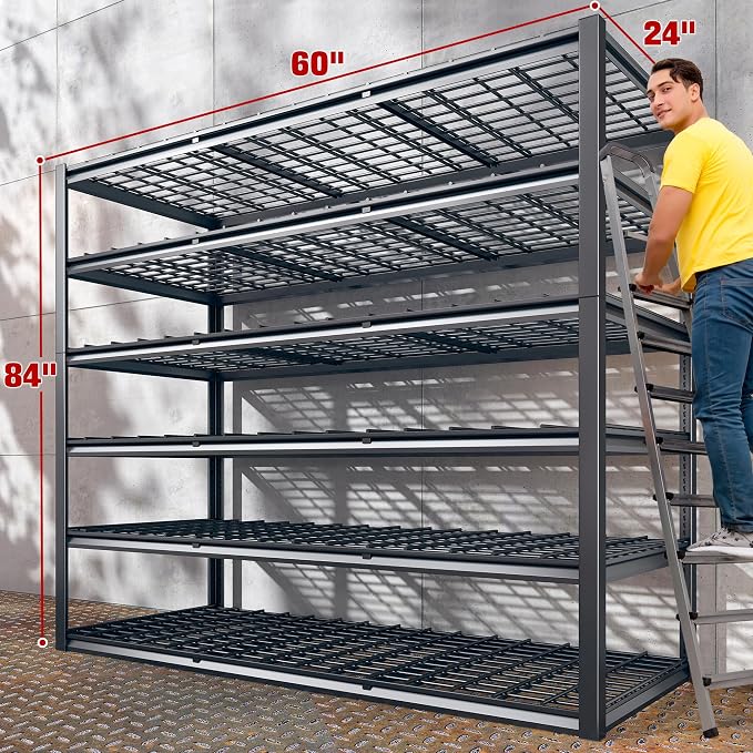 REIBII 60" W Garage Shelving, 3000LBS Storage Shelves, 6 Tier Heavy Duty - Image 3