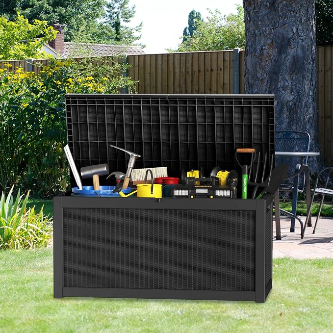 260 GallonOutdoor Storage Box, Resin Deck Boxes Waterproof, IndoorOutdoor Bin - Image 2