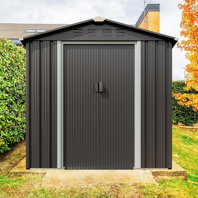 JYQAQA 6x4 FT Outdoor Storage Shed, Waterproof Metal Garden Sheds - Image 7