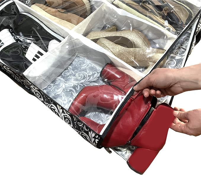 12 Cells See Through Underbed Shoes and Boots Storage Bag Organizer - Image 3