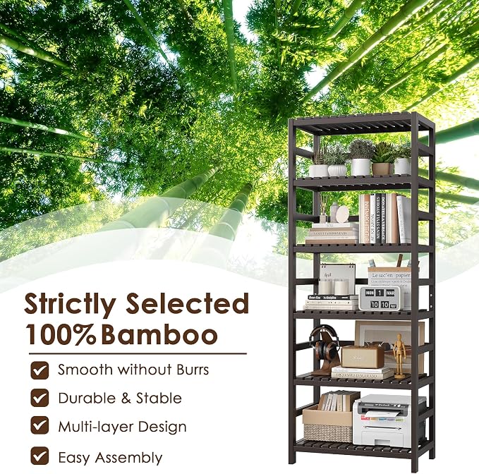 FOTOSOK 6-Tier Bamboo Shelf - Image 7