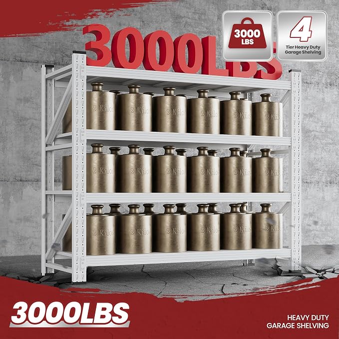 48" Wide Storage Shelves, 2000LBS Garage Shelving Heavy Duty, Standing Shelf - Image 9