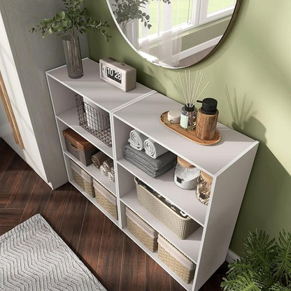 Homes: Inside + Out Apexa 3-Tier Cube Storage Organizer Shelves, Stackable Wood - Image 13