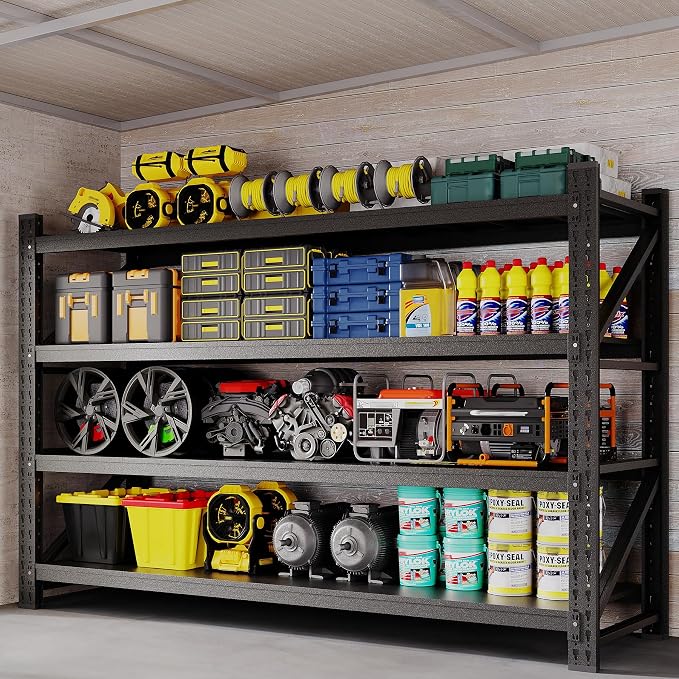 BYNSOE 77" W Storage Shelves 9000lbs Garage Metal Shelving Heavy Duty Garage by BYNSOE