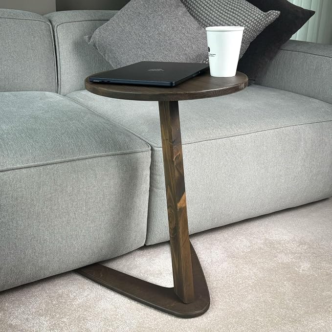 C-Shaped Handmade Solid Wood End Table, Side Table - Image 5