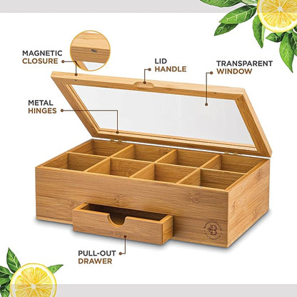 Bamboo Tea Bag Organizer Box - Image 3