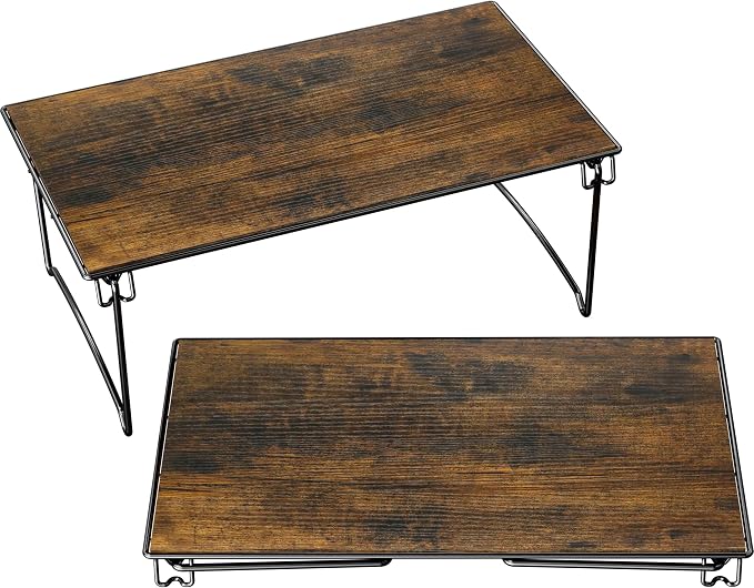 Deco Brothers Stackable Cabinet Shelf, 2 Pack, Rustic Brown - Image 5