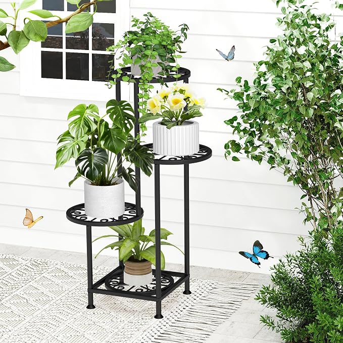 4 Tier Plant Stand Indoor Outdoor, Metal Flower Shelf Display Holder - Image 9