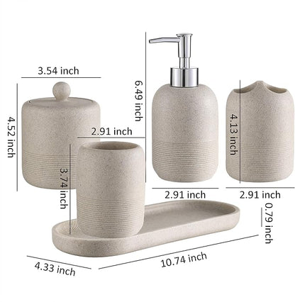 5-Pieces Bathroom Accessory Set Hight Quality Polyresin Ensemble-Lotion - Image 3