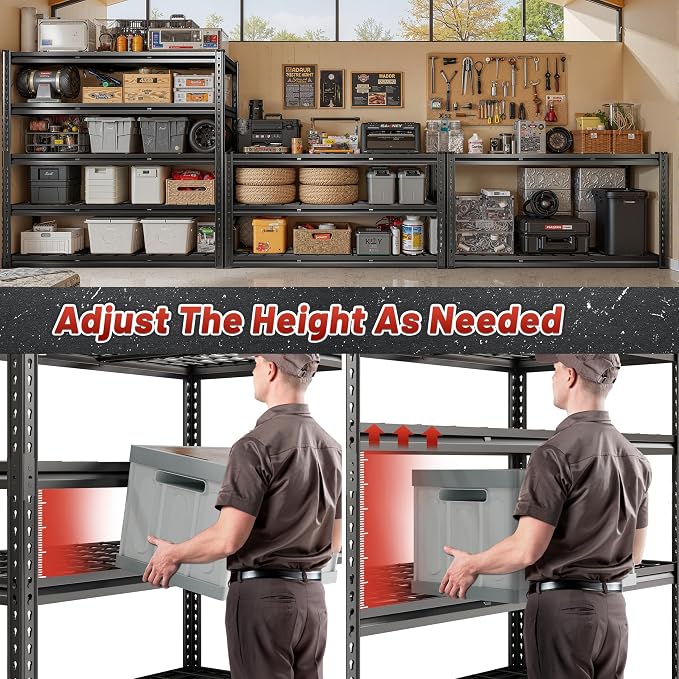 REIBII 3050LBS Garage Shelving Storage Shelves Heavy Duty 5-Tier Adjustable - Image 6