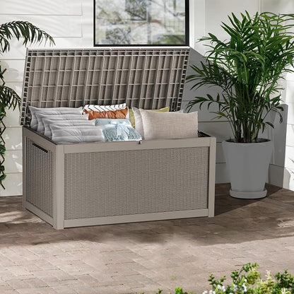 320 Gallon Lockable Resin Deck Box, Waterproof & UV-Resistant Outdoor Storage - Image 3