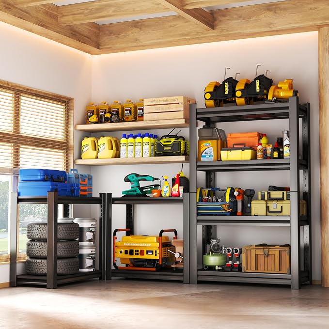 Storage Shelves, Garage Metal Shelving Unit, Adjustable, Double-Layer Column - Image 6