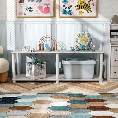 Homes: Inside + Out Apexa Modern 2-Tier Extra Wide Shelving Units, Collectibles - Image 2