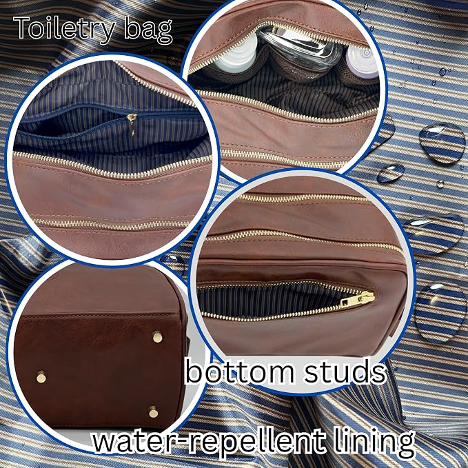 Dopp Gift Large Travel Toiletry Bag Premium Quality PU Leather Two compartments - Image 6