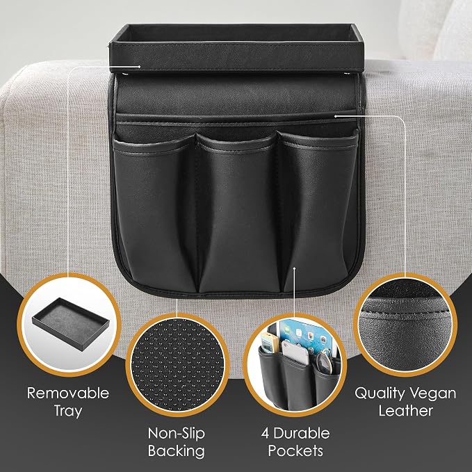 Houseables Armchair Caddy, Recliner Accessories, Armrest Organizer, Recliner - Image 3