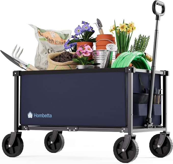 29.3" Collapsible Wagon Cart, 150L Heavy Duty Folding Utility Wagon by Hombetta