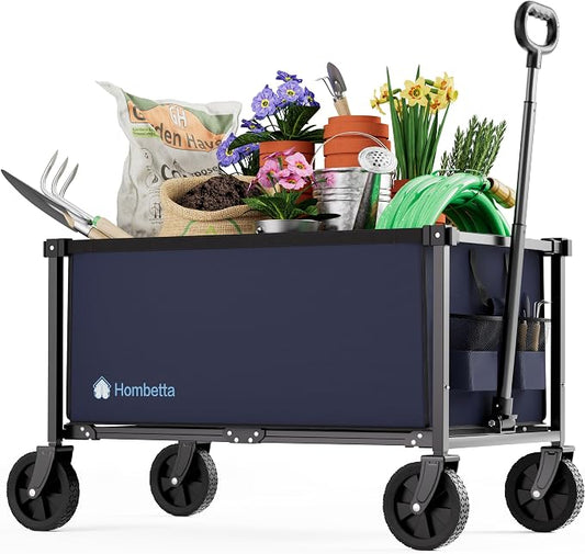 29.3" Collapsible Wagon Cart, 150L Heavy Duty Folding Utility Wagon by Hombetta