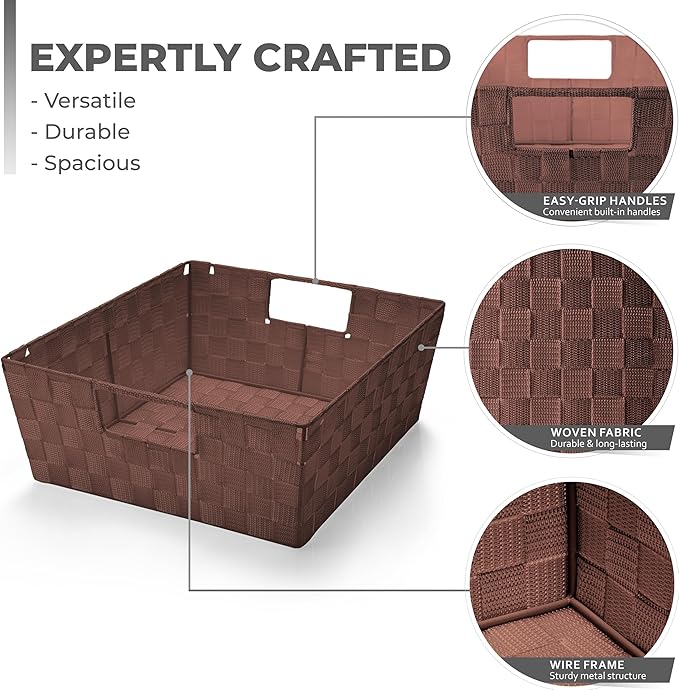 Sorbus Set of 3 Large Woven Storage Baskets – Mesh Hand-Woven Baskets - Image 4