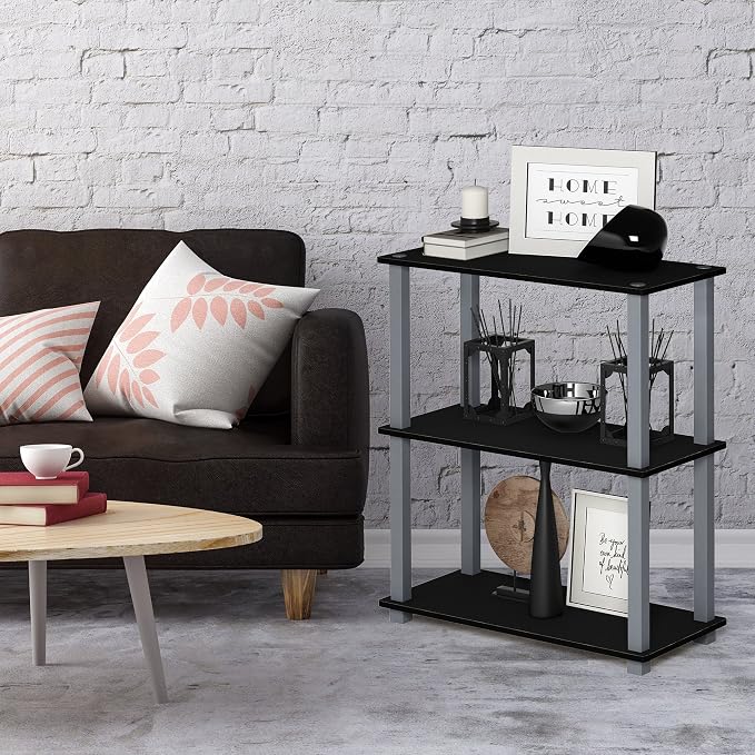 Furinno TURN-S-TUBE Storage Shelves, 3-Tier Book Shelf, Corner Shelf, Toolless - Image 2