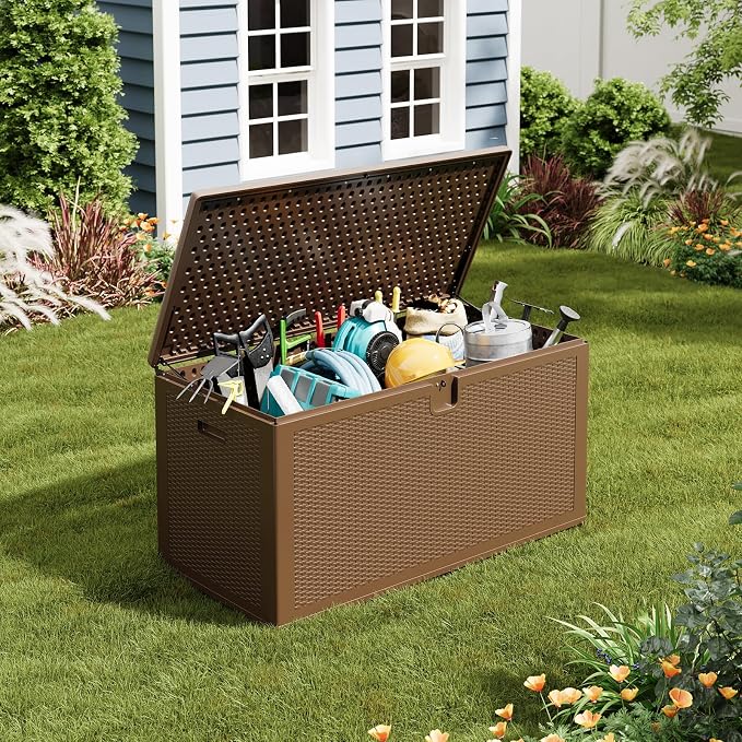 IDEALHOUSE 150 Gallon Resin Deck Box, Waterproof Outdoor Storage Box - Image 7