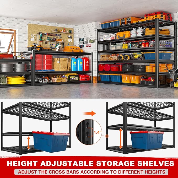 REIBII 3500LBS Garage Shelving, Adjustable Storage Shelves Heavy Duty, 6 Tier - Image 6