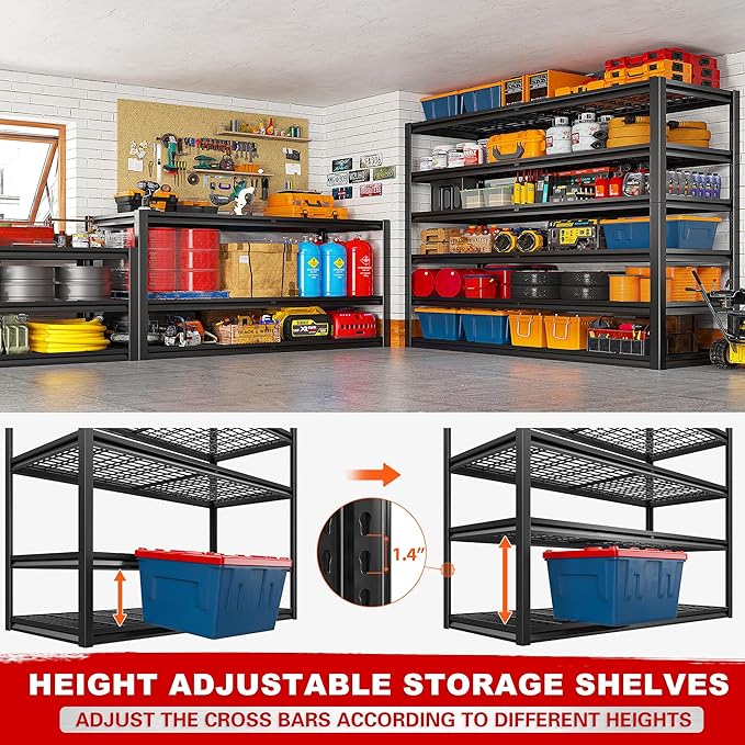 REIBII 3500LBS Garage Shelving, Adjustable Storage Shelves Heavy Duty, 6 Tier - Image 6