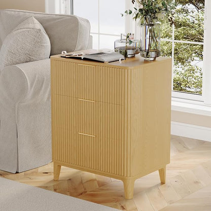 3 Drawer Fluted Dresser for Bedroom, Modern Closet Dressers Chest of Drawers - Image 5
