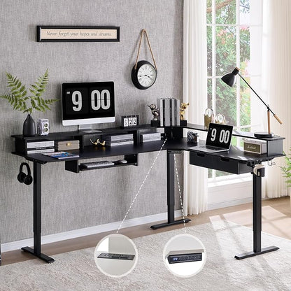 RedLemon 75X60 Inches L Shaped Electric Standing Desk, Height Adjustable Corner - Image 7